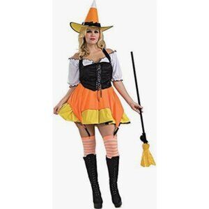 Secret Wishes Sexy Candy Corn Witch Adult Halloween Party Costume Plus Size